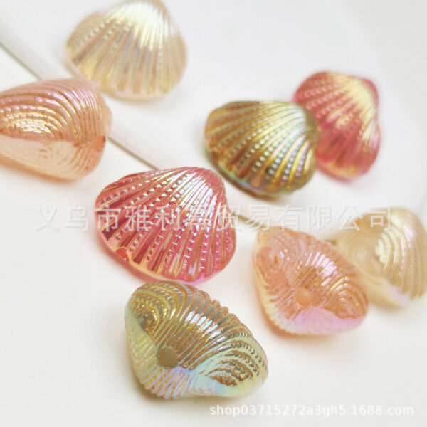 oly-d2879756793968e3e4feed4766914f80 Wholesale Colorful Acrylic Scallop Beads for DIY Jewelry Keychain Bag Charm Car Accessory Resale