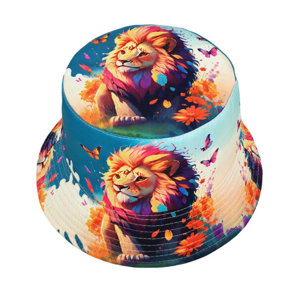 Wholesale Lion Print Double Sided Fisherman Hat Sunscreen Cap for Women Outdoor Travel Fashion Accessory