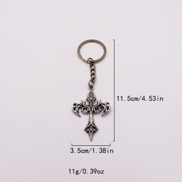 oly-d2c9cc15c44fecd9de7c51d433f7f320 Wholesale Silver Titanium Steel Flame Cross Keychain Trendy Car Key Accessory