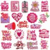 oly-d2e4e31a8711e631856be29ac20c01a3 Wholesale Decorative Iron On Embroidery Patch with Pink English Text Clothing Accessory