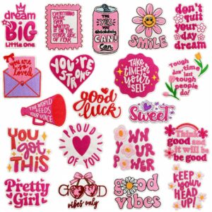oly-d2e4e31a8711e631856be29ac20c01a3 Wholesale Decorative Iron On Embroidery Patch with Pink English Text Clothing Accessory