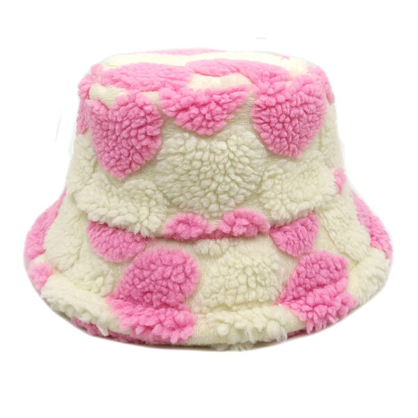oly-d32e2a53b3783c32d073429bf88b9ada Wholesale Fleece Fisherman Hat with Heart Jacquard for Women Winter Warm