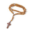 oly-d32e695e6da8c05d59f23a0f4a8f75ab Wholesale Natural Pine Wood Cross Pendant Handmade Knot Rosary Style Boutique Resale Jewelry