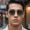 Wholesale Retro Punk Metal Square Frame UV400 Sunglasses Outdoor Fashion Accessory