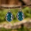 oly-d3343bd2f90f06da1f300568c24b9dc2 Wholesale Vintage Style Leaf Wrapped Sapphire Drop Earrings, Zinc Alloy, for Party and Gift
