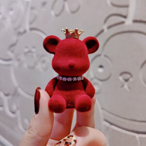 Flocked crown violent bear (single doll) burgundy