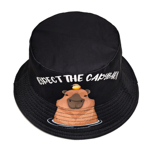 Wholesale Cartoon Capybara Bucket Hat Trendy Black Sun Protection Outdoor Hat for Men Women