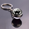 Wholesale Metal Cat Glass Ball Keychain Cute Student Backpack Charm Fashion Accessory