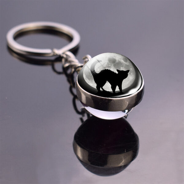 Wholesale Metal Cat Glass Ball Keychain Cute Student Backpack Charm Fashion Accessory