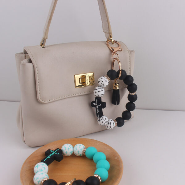 Wholesale Silicone Cross Keychain Bracelet Trendy Party Accessory for Resale