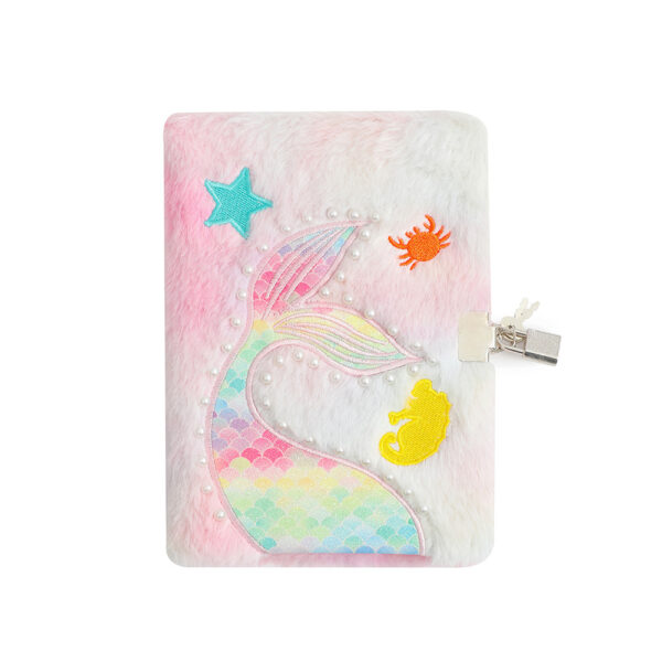 Wholesale Plush Mermaid Tail Notebook with Lock Cute Diary for Kids Party Gift Fashion Accessory
