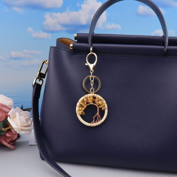 oly-d3ab8927813340ecf83d8fe488f3f642 Wholesale Crystal Tree of Life Pendant Keychain Handmade Leather Key Ring Fashion Accessory Boutique Resale Gift