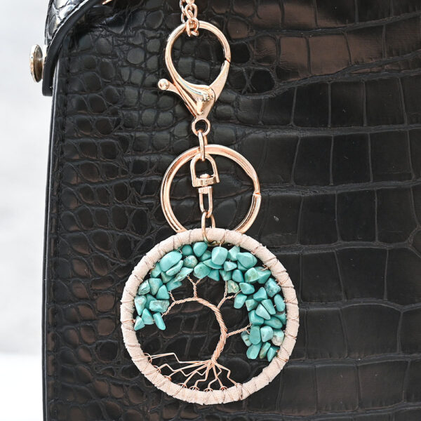 Wholesale Hand-Knitted Crystal Tree of Life Pendant Bag Charm Keychain Decorative Accessory