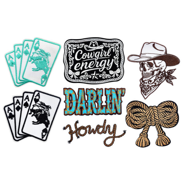 Wholesale Polyester Embroidered Patch Cowgirl Butterfly Letter Series Fashion Accessory for Jacket Decor