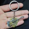 Wholesale Vintage Guitar Pick Keychain Punk Rock Stainless Steel Key Ring Unisex Fashion Accessory