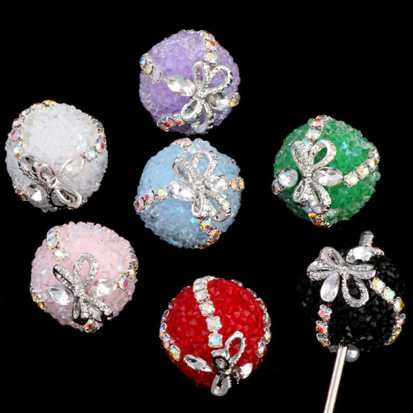 oly-d3f41c7d50bde2f749c4f5238528dfb2 Wholesale Electroplated Plastic Resin DIY Phone Chain Key Chain Beads Purple Bow Christmas Sugar Diamond Ball Gift Decorative Accessory
