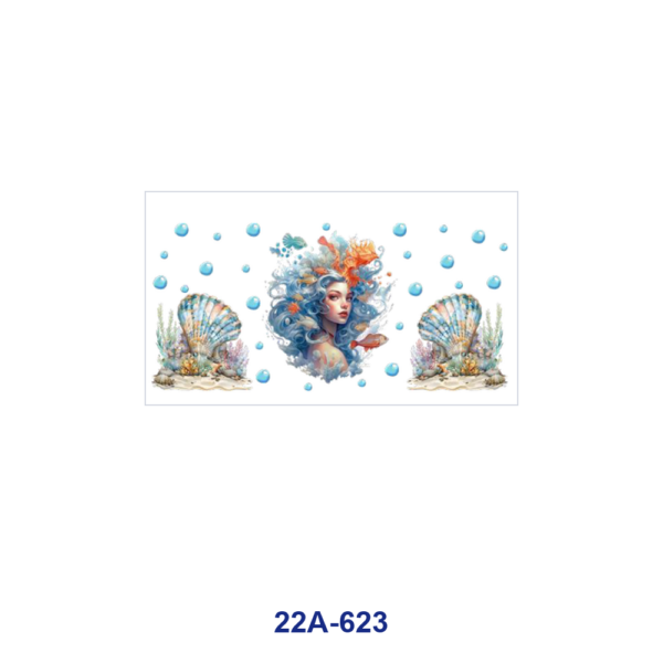 oly-d40471ac78c1f85a5d63eda20ba22304 Wholesale 5pcs Whimsical Watercolor Fairytale Mermaid Ocean Lady Ribbon Shell Floral Mixed Decor Prints 16oz Cup UV DTF Wraps OLY Exclusive