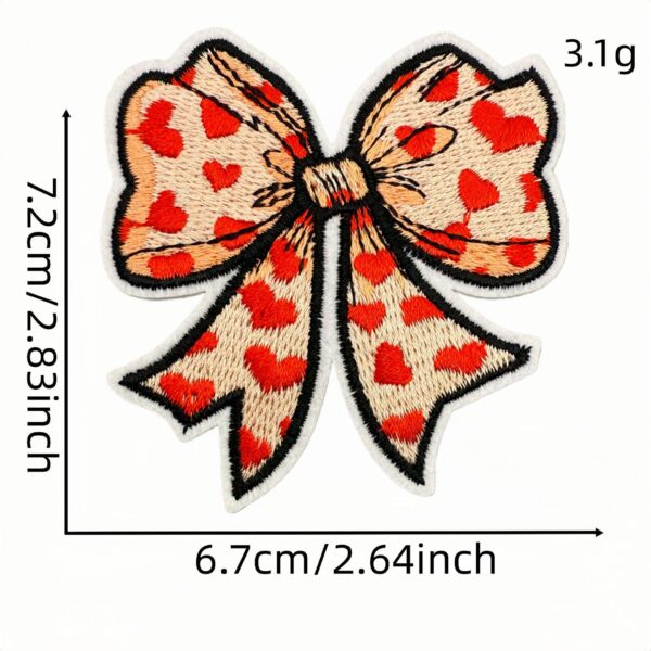 Wholesale Polyester Embroidered Patch Cartoon Bow and Heart Design for Clothing Bags Everyday Use