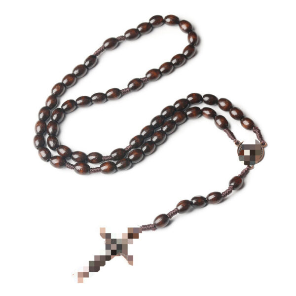 oly-d424e53221ea3ad27134ac20ad4e84e0 Wholesale Wood Cross Rosary Necklace Handmade Beaded Prayer Jewelry Accessory for Casual Everyday Gift