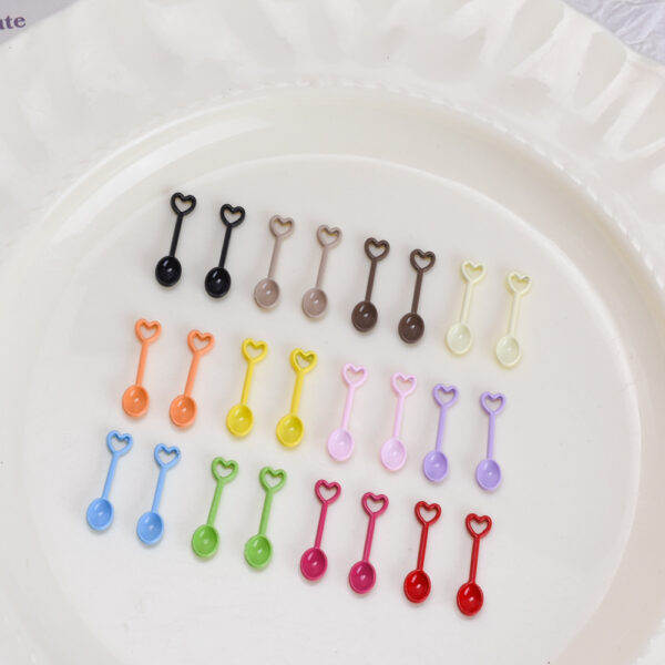 oly-d42fa0ed11312506d852009c0c59f3dc Wholesale Heart Shaped Food Toy Fork Pendant Alloy Baking Paint Mixed Colors Fashion Accessory