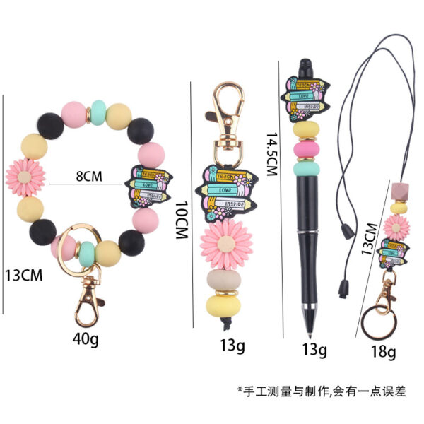 Wholesale Korean Style Cartoon Pencil Silicone Wrist Keychain Set DIY Charm Accessory for Graduation Gifts