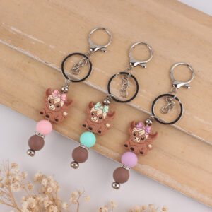 Wholesale Silicone Yak Bead Bag Charm Keychain - Pink DIY Gift, Boutique Resale Accessory