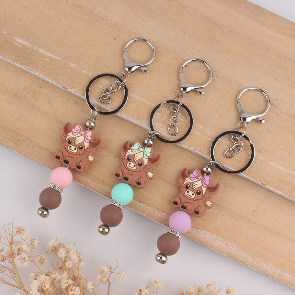 Wholesale Silicone Yak Bead Bag Charm Keychain - Pink DIY Gift, Boutique Resale Accessory