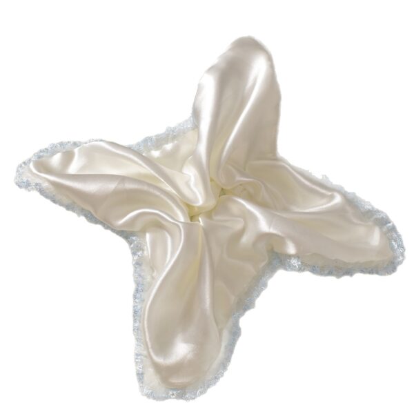Wholesale Trendy White Satin Blue-Edge Large Intestine Hair Tie – Handmade Hair Accessory for Everyday Styling