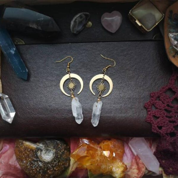 Wholesale Copper Crystal Moon Earrings, Stylish Jewelry Accessory for Women