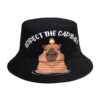 Wholesale Cartoon Capybara Bucket Hat Trendy Black Sun Protection Outdoor Hat for Men Women