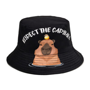 Wholesale Cartoon Capybara Bucket Hat Trendy Black Sun Protection Outdoor Hat for Men Women