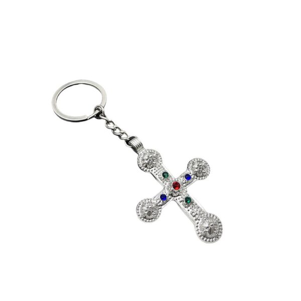 Wholesale Punk Cross Keychain Metal Golden Keyring for Car and Bag Fashion Accessory