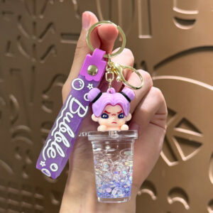 Oil-filled girl's milk tea cup - purple