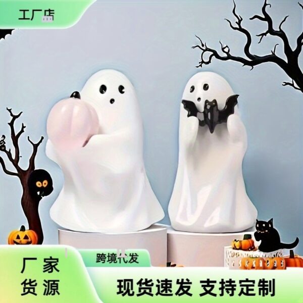 Wholesale Halloween Ghost Pen Holder with Bat Pumpkin Motif Home Decor Gift