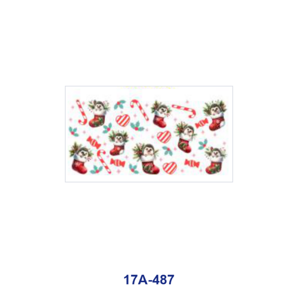 oly-d54957bdcd9374d030d3a6ff4b2abf43 Wholesale 5pcs Christmas Theme Cute Animal Christmas Stocking Candy Cane Holly Snowflake Mixed Decor Prints 16oz Cup UV DTF Wraps