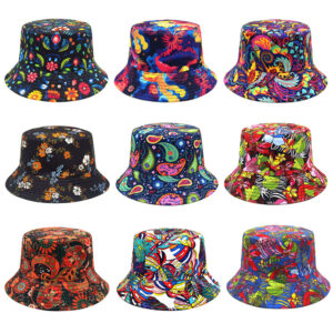 Wholesale Fashion Cashew Flower Print Bucket Hat Sun Protection Unisex Spring Summer Beach Hat Fashion Accessory