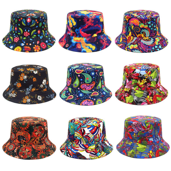 Wholesale Fashion Cashew Flower Print Bucket Hat Sun Protection Unisex Spring Summer Beach Hat Fashion Accessory