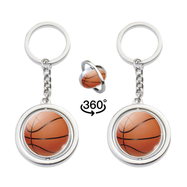 Wholesale Metal Sports Keychain Set Football Basketball Tennis Volleyball Rotating Key Ring Game Souvenir Car Key Accessory