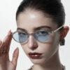 Wholesale Oval Rhinestone Metal Folding Sunglasses Gold Frame for Everyday Outdoor Use