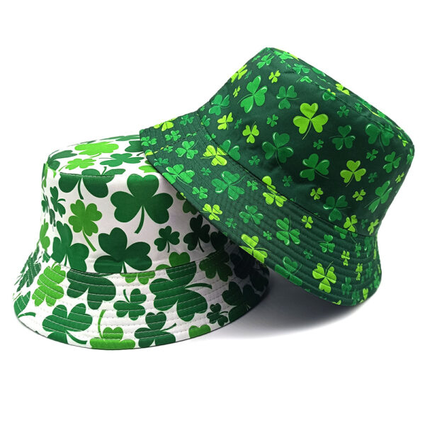 Wholesale St. Patrick's Day Reversible Bucket Hat with Trefoil Print Unisex Sun Protection Hat Gift for Party Favors or Boutique Resale
