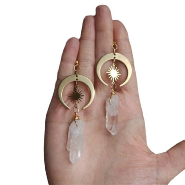 Wholesale Copper Crystal Moon Earrings, Stylish Jewelry Accessory for Women