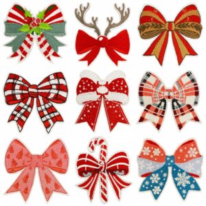 Christmas bow cloth patch set 9 pieces