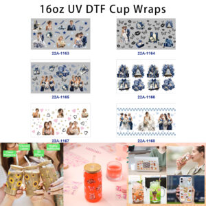 oly-d5cc2bc66d8da51ad75d85e05b5fbc81 Wholesale 5pcs Soft Serene Blue Romantic Wedding Couple Bridesmaid Flower Gift Box Bell Champagne Butterfly Heart Gem Mixed Decor Prints 16oz Cup UV DTF Wraps