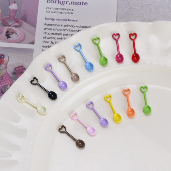 oly-d5d45d12fa00194bd5a1e009245967ae Wholesale Heart Shaped Food Toy Fork Pendant Alloy Baking Paint Mixed Colors Fashion Accessory