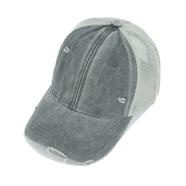 Wholesale White Washed Baseball Cap Breathable Mesh Hollow Design Curved Brim Summer Everyday Wear