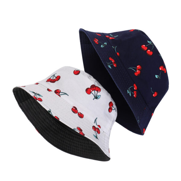 Wholesale Cherry Print Cotton Fisherman Hat Reversible Casual Summer Sun Protection