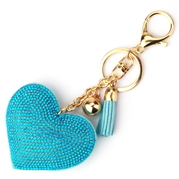 Wholesale Korean Velvet Rhinestone Heart Tassel Keychain Bag Charm Wedding Gift
