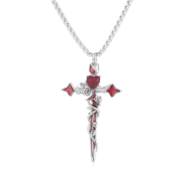 oly-d65c8f0b8e1517eefd55349eb8a9a19d Wholesale Stainless Steel Cross Pendant Necklace with Heart Design Layering Jewelry for Party Gift