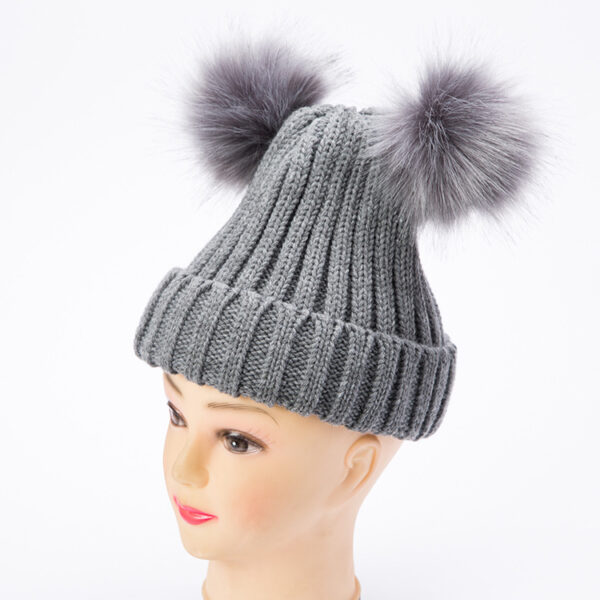 oly-d67b452a2b0d3321c987c3d18f47d495 Wholesale Women's Double Pom Pom Knit Beanie Adjustable Black Winter Hat, Everyday Styling Fashion Accessory