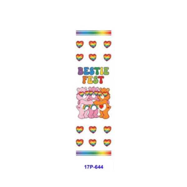 Wholesale 2/8/16pcs Rainbow Heart Bear Cute Cartoon Series UV DTF Pen and Bookmark Stickers